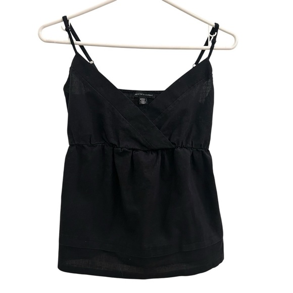 Saks 5th Ave 🖤 babydoll spaghetti strap black tank top blouse - Picture 1 of 11